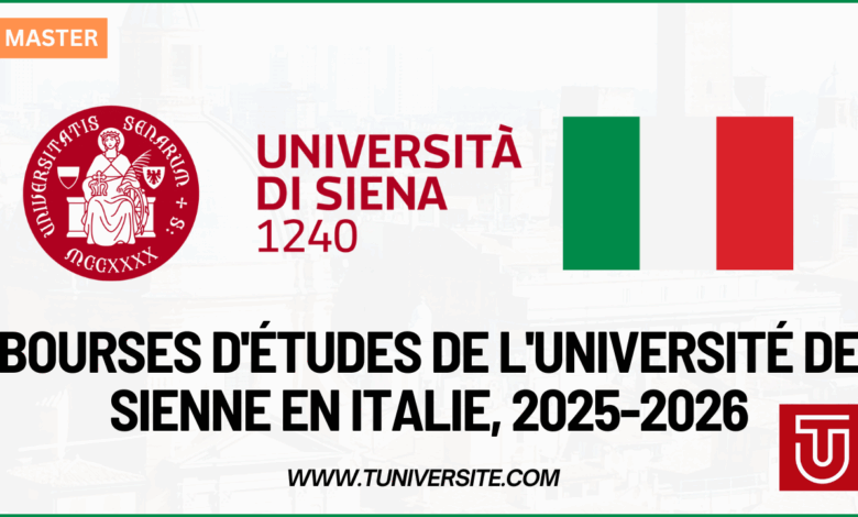 Bourses d'études de l'Université de Sienne en Italie, 2025-2026